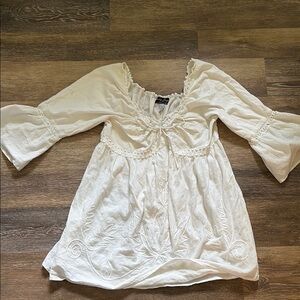 White Boho Peasant Blouse